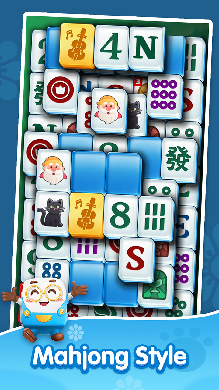Matching tiles on a layered mahjong puzzle